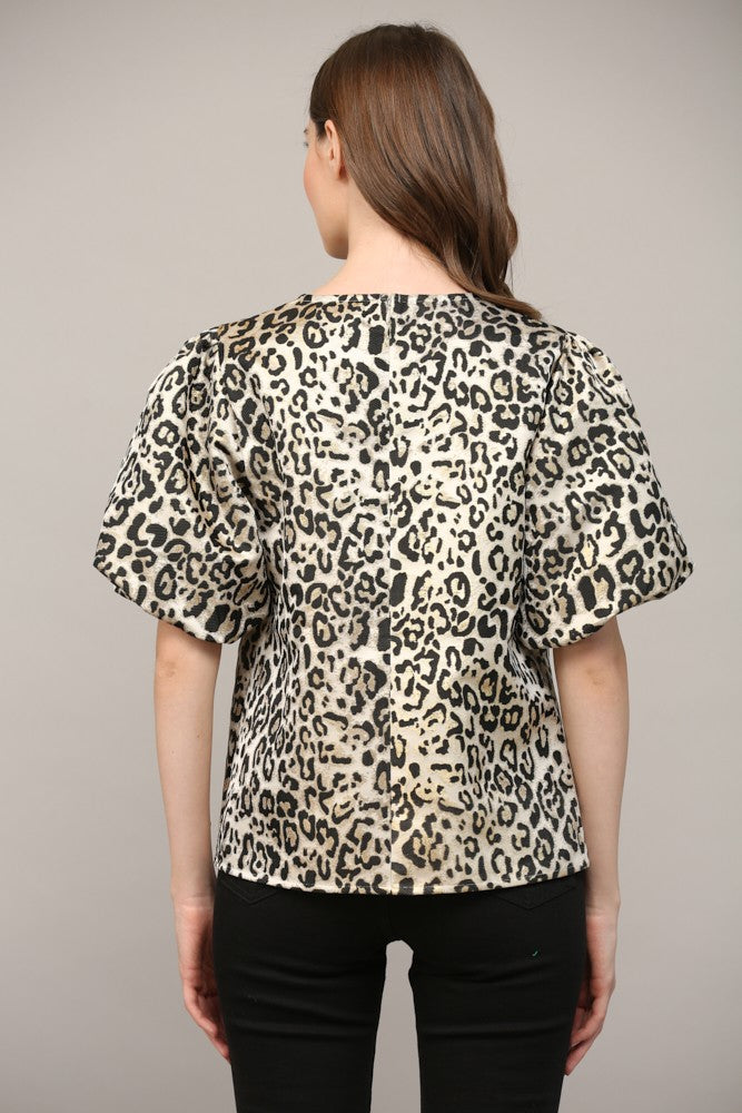 ANIMAL PRINT JACQUARD TOP