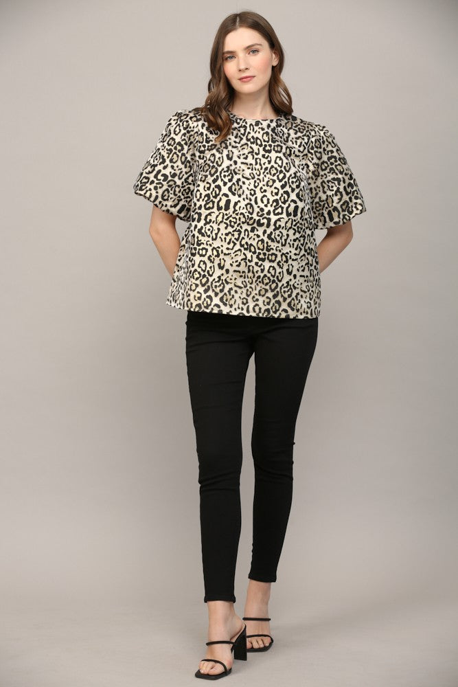 ANIMAL PRINT JACQUARD TOP