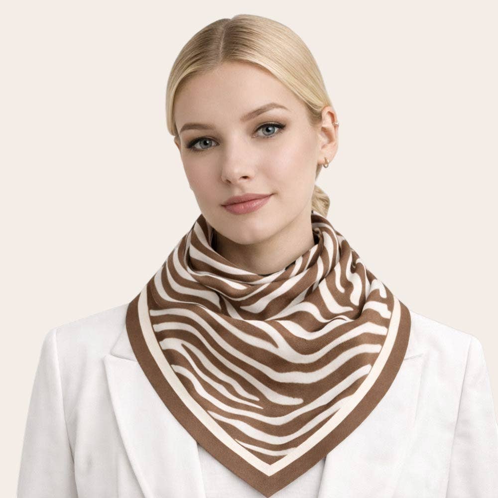 Zebra Pattern Print Square Bandana Scarf