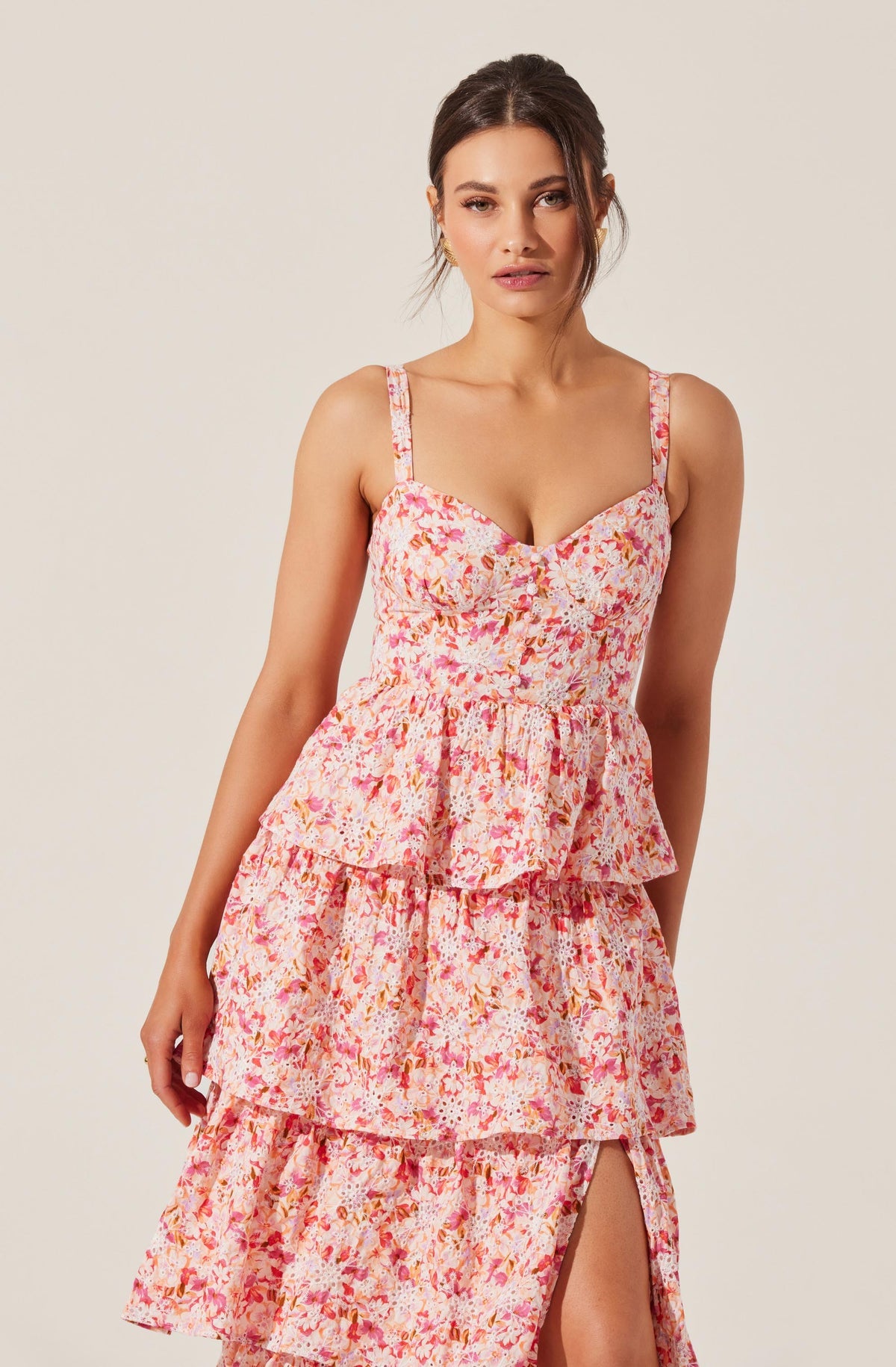 MIDSUMMER FLORAL EYELET MIDI DRESS