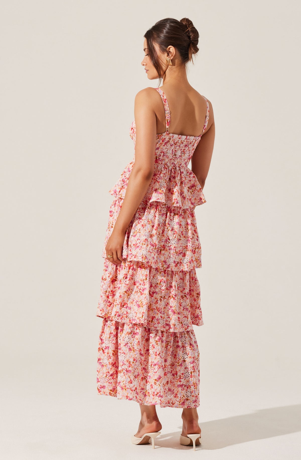 MIDSUMMER FLORAL EYELET MIDI DRESS