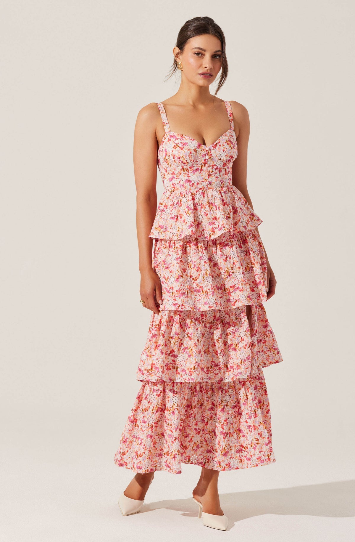 MIDSUMMER FLORAL EYELET MIDI DRESS
