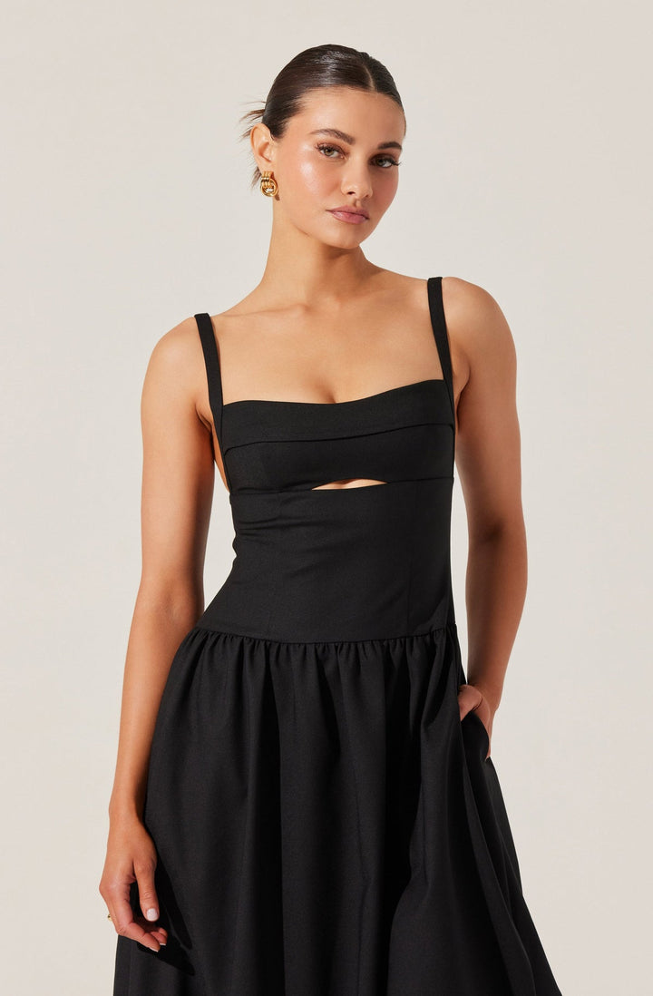 JEVI BUBBLE HEM CUTOUT DRESS