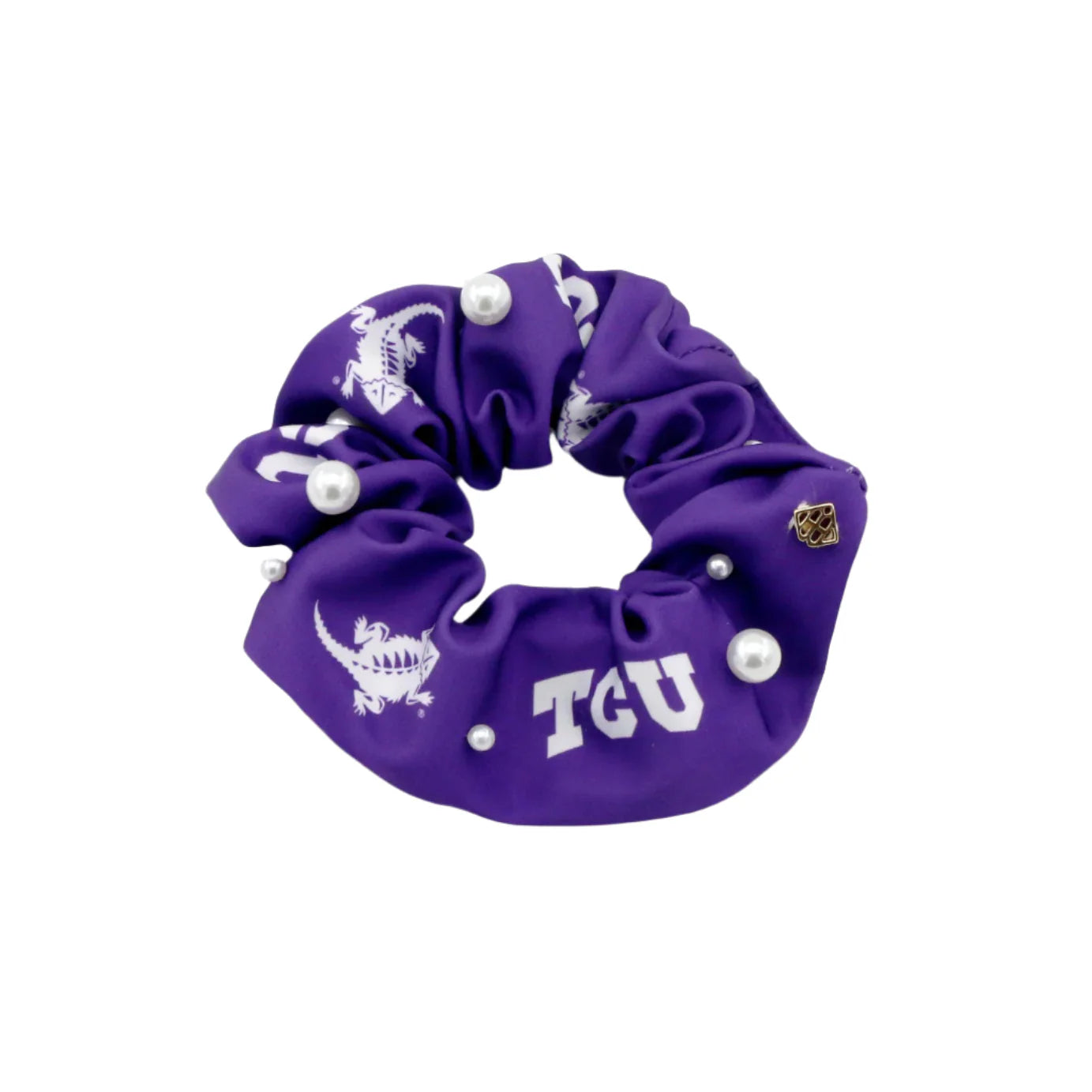 TCU PURPLE/WHITE DUAL SCRUNCHIE