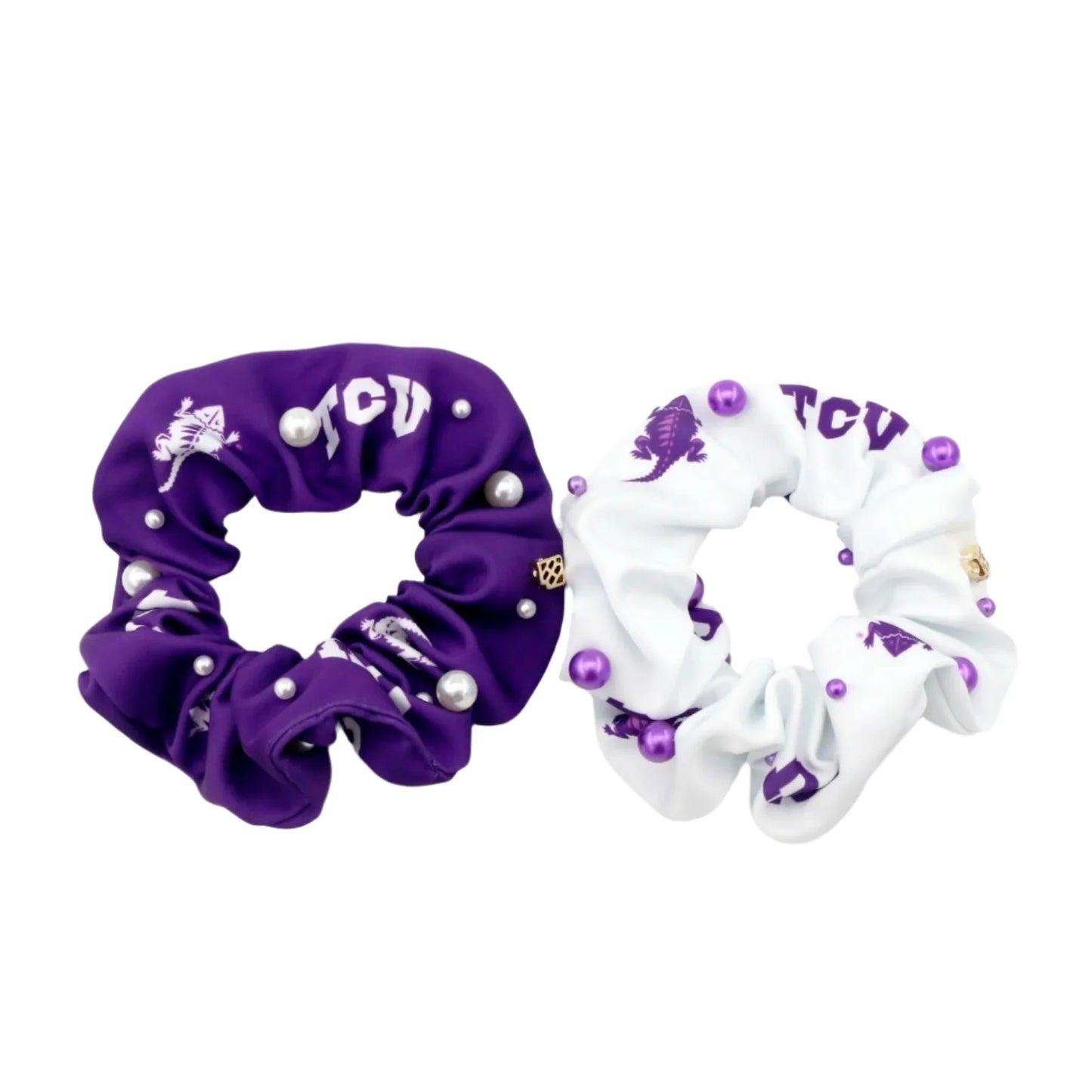 TCU PURPLE/WHITE DUAL SCRUNCHIE