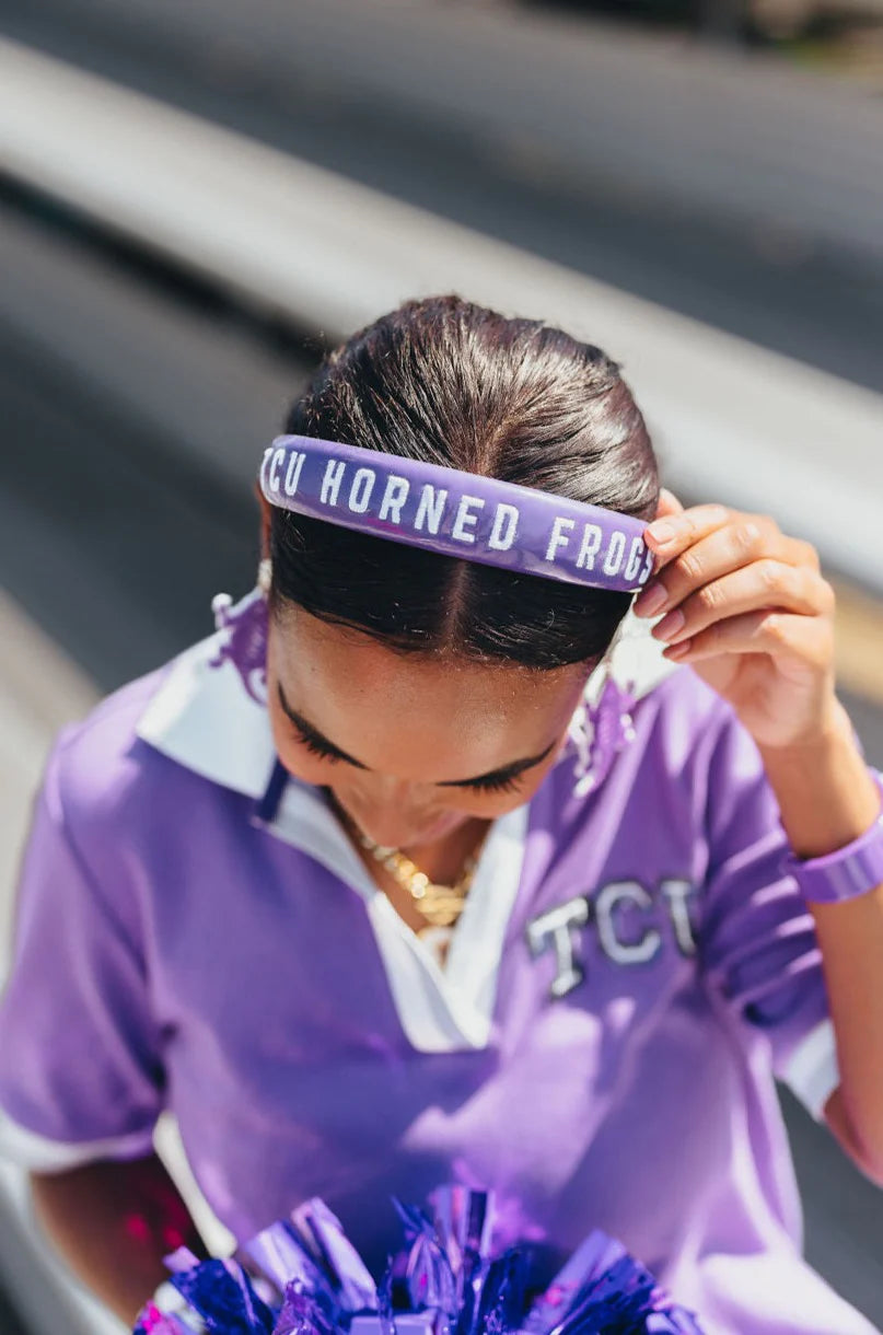 TCU PURPLE THIN EMBROIDERED HEADBAND