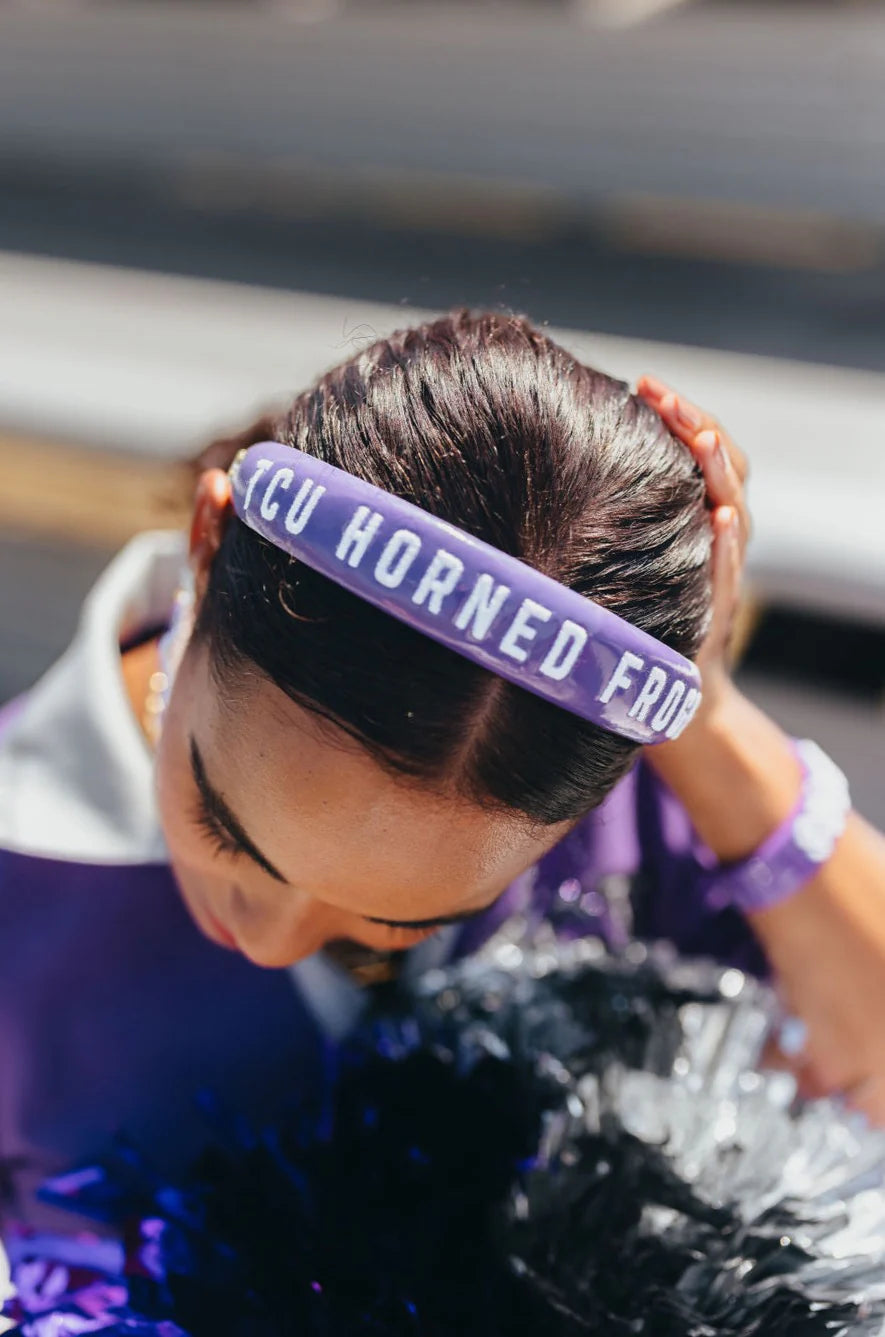 TCU PURPLE THIN EMBROIDERED HEADBAND