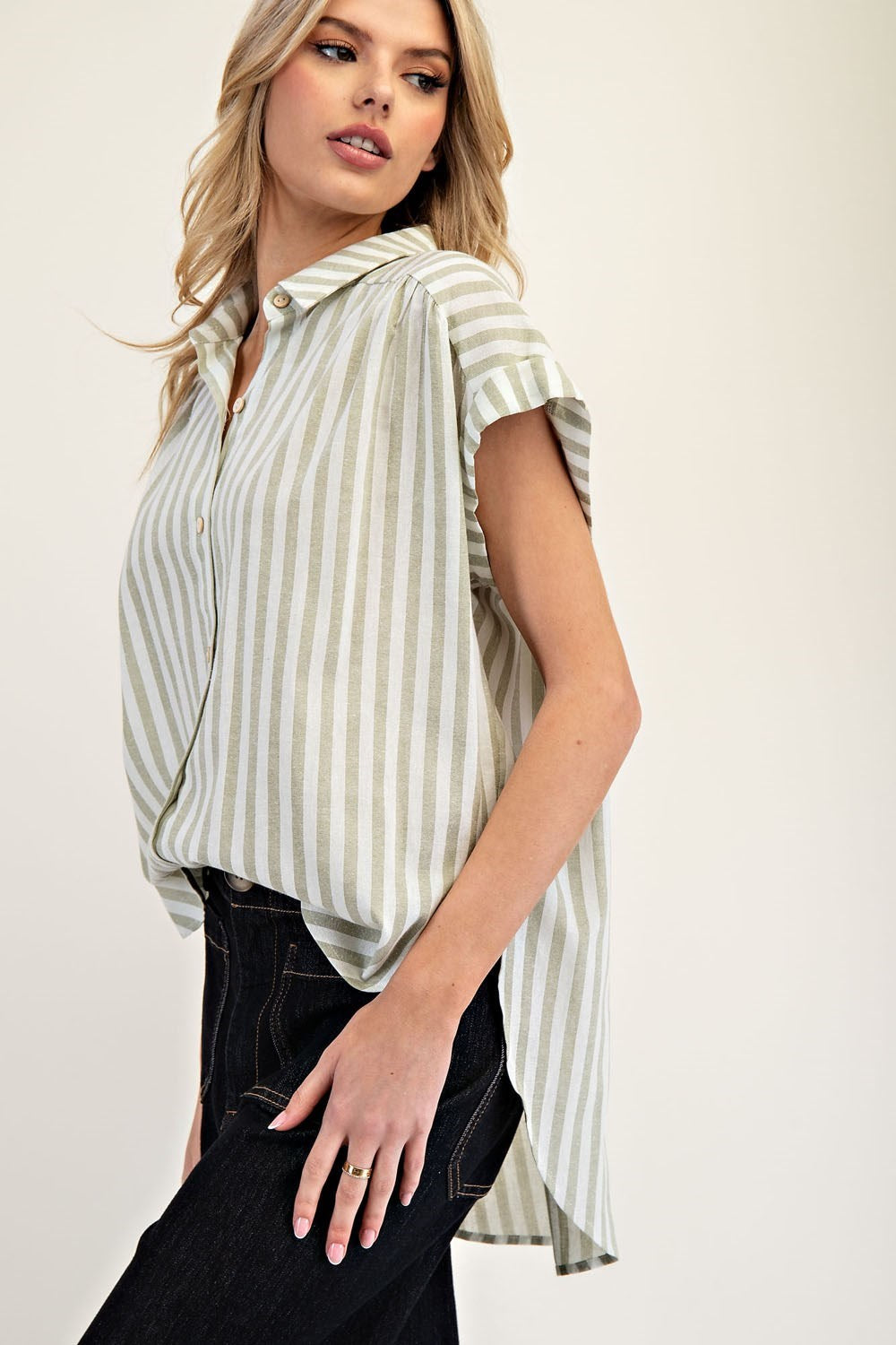Relaxed Striped Button-Up Shirt