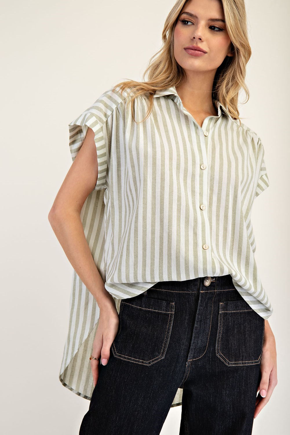 Relaxed Striped Button-Up Shirt