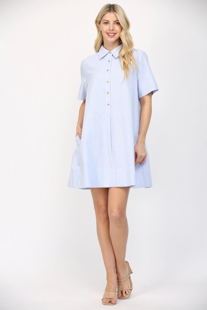 PIN STRIPE A LINE SHIRT DRESS