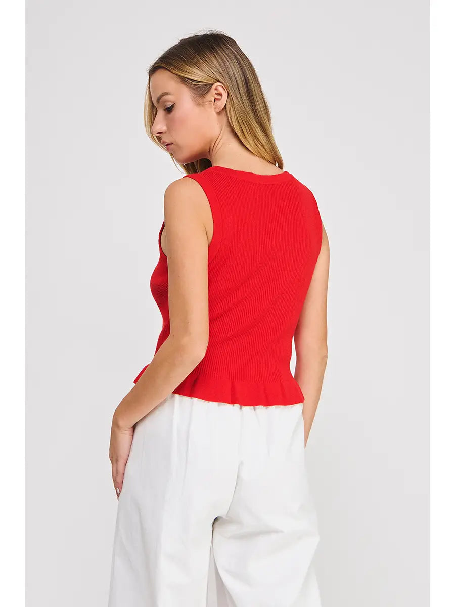RIBBED KNIT PEPLUM TANK