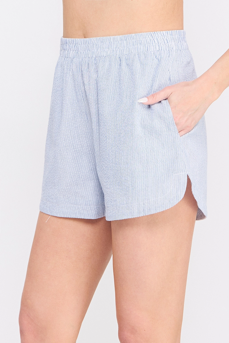 PINSTRIPE LINEN SHORTS