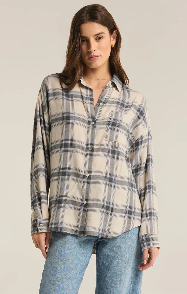 RIVER PLAID BUTTON UP