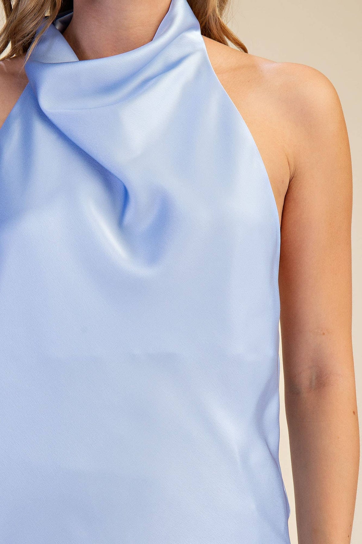 Satin cowl-neck halter top - side view