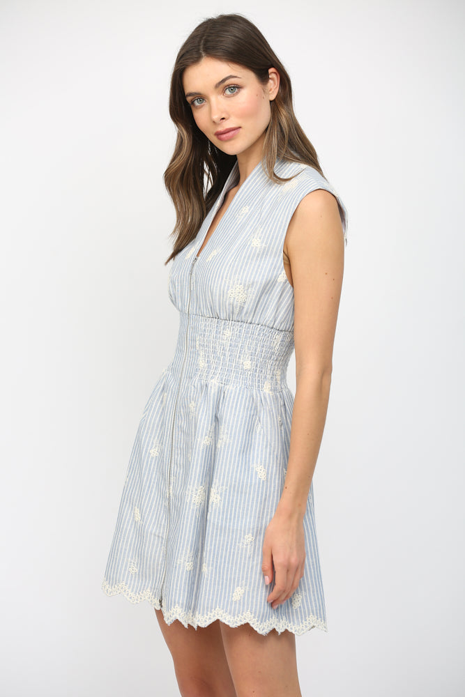 FLORAL ZIP FRONT MINI DRESS