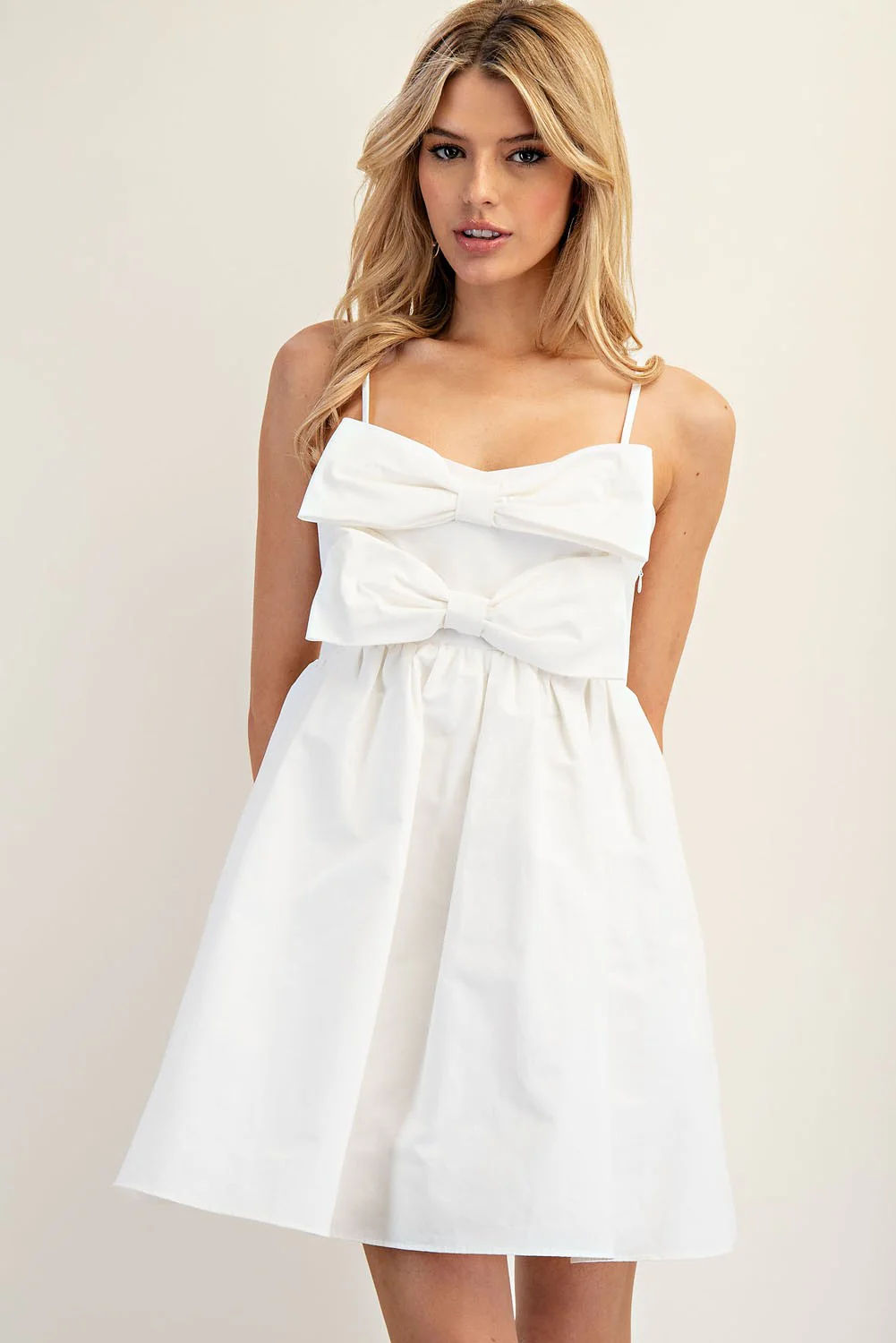 BOW FRONT SLEEVELESS MINI DRESS