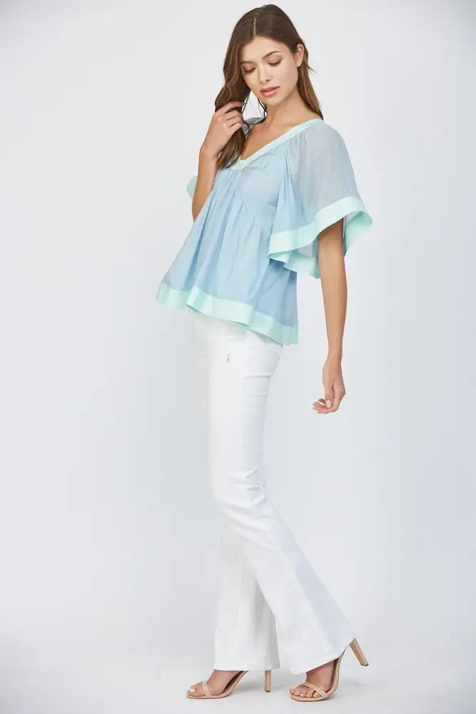 COLORBLOCK BABYDOLL TOP