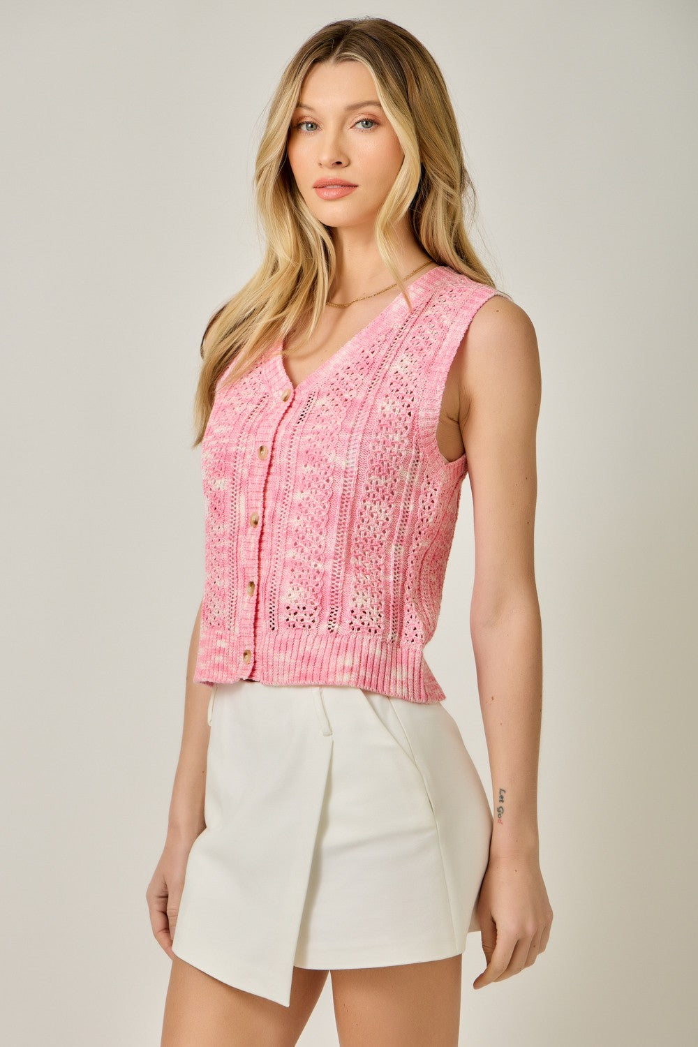 Pointelle Knitted Vest Top