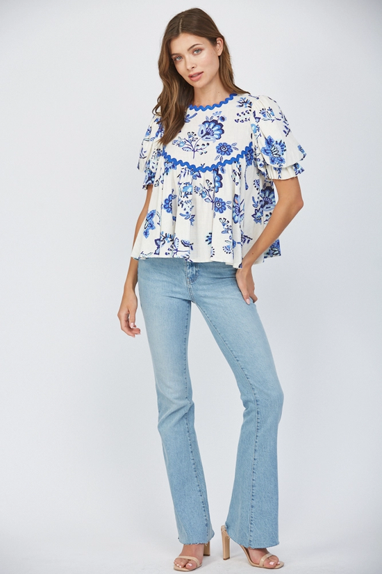 RICRAC TRIM PUFF TOP
