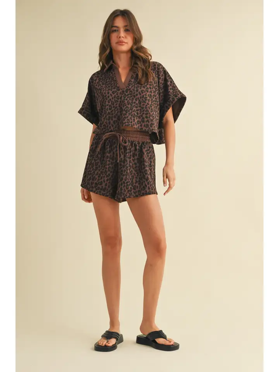 LEOPARD PRINT TOP & SHORT SET(SOLD TOGETHER)