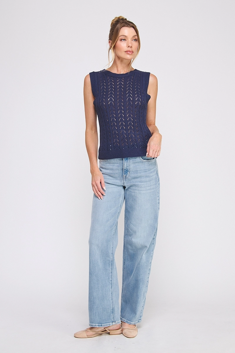 POINTELLE KNIT VEST TOP