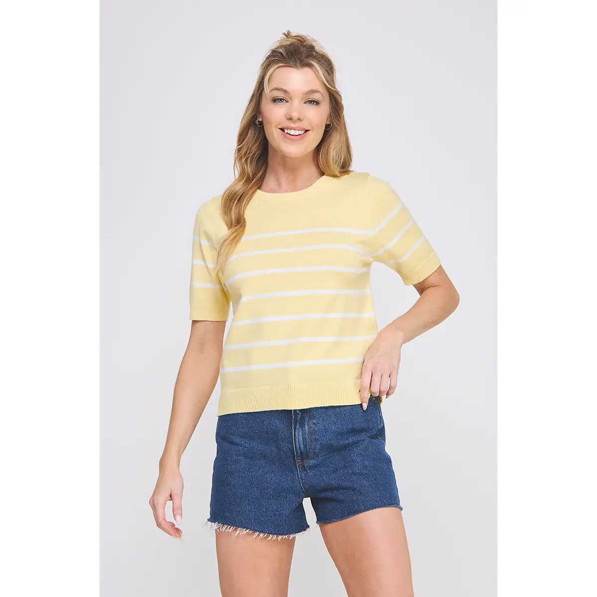 PREPPY STRIPED SHORT SLEEVE TOP