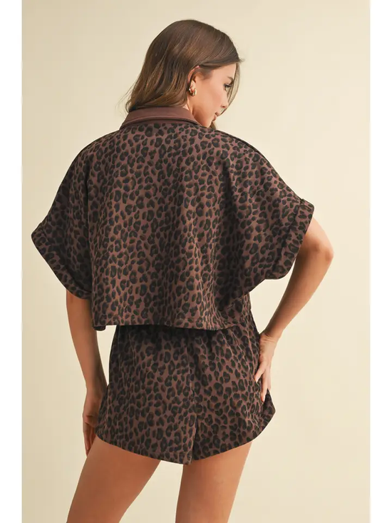 LEOPARD PRINT TOP & SHORT SET(SOLD TOGETHER)