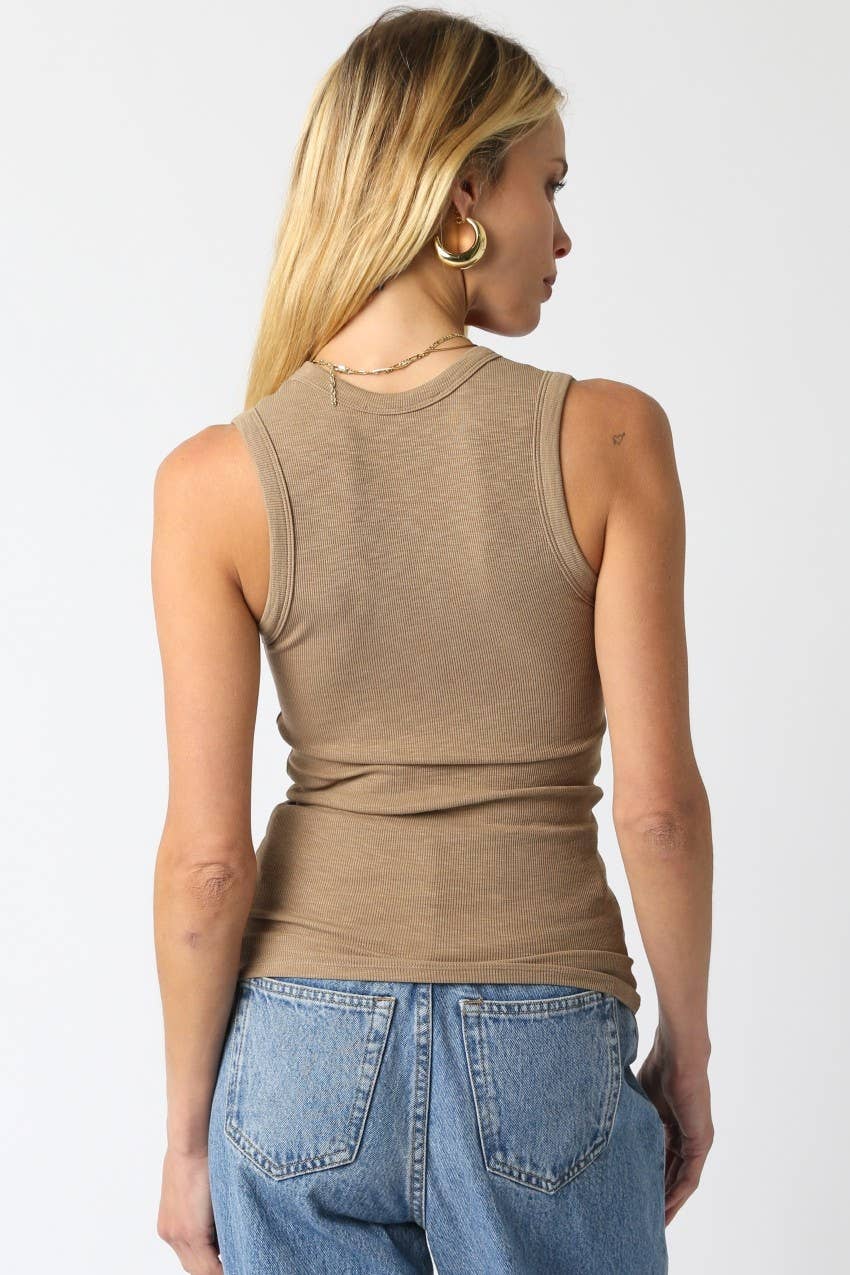 Ribbed Scoop-Neck Tank