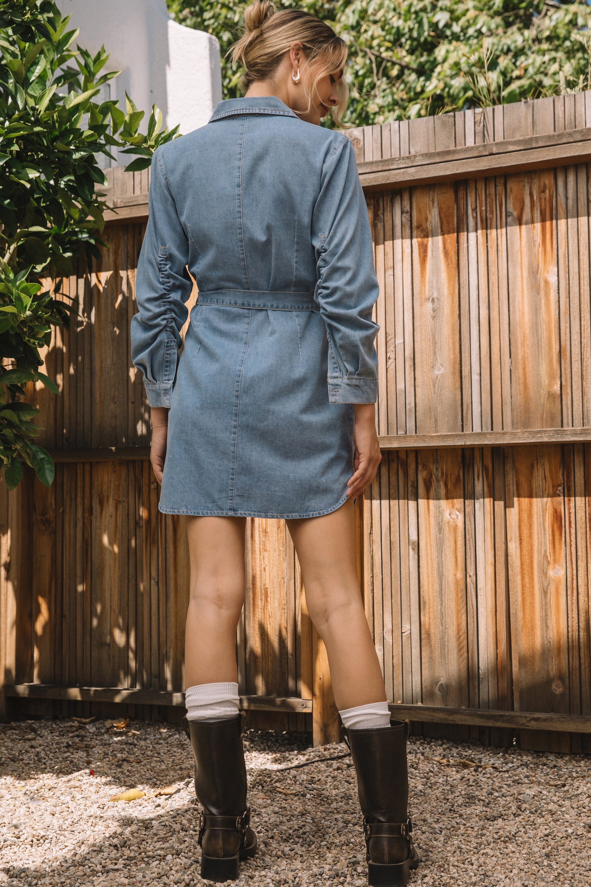 WASHED BUTTON DOWN SHIRT DRESS
