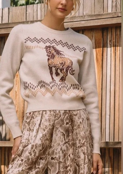 HORSE LONG SLEEVE SWEATER