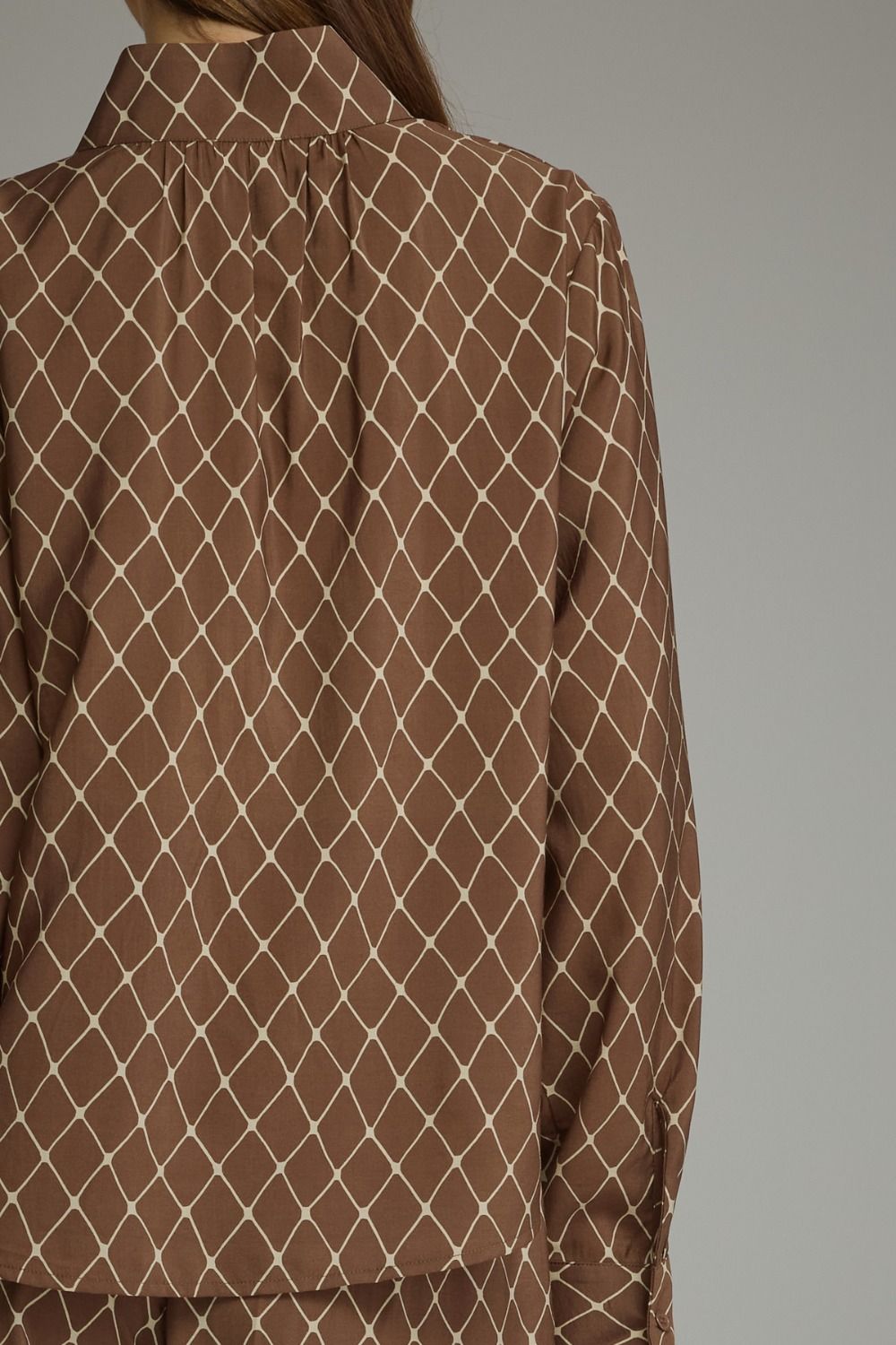 Geometric High-Collar Blouse