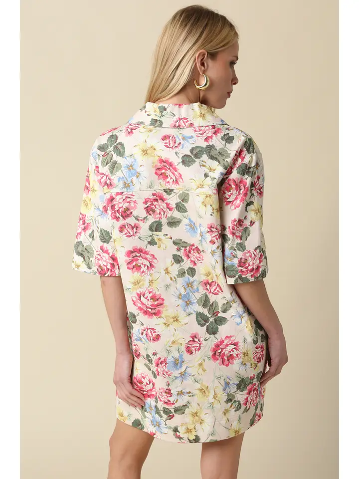 LYLA FLORAL COLLARD DRESS
