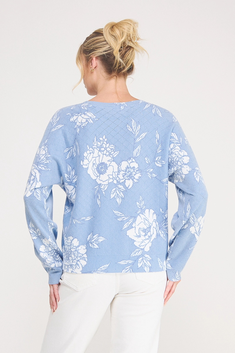 Light-blue floral pointelle sweater - product image 3