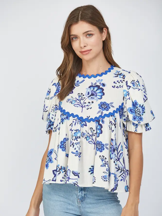 RICRAC TRIM PUFF TOP