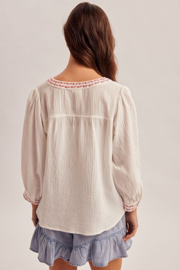 EMBROIDERED COTTON BLOUSE