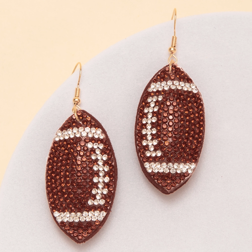 RHINESTONE FOOTBALL EARRINGS