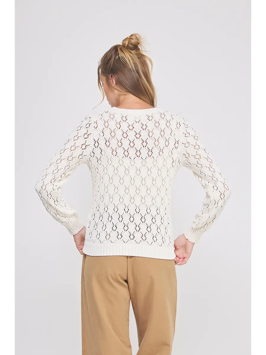DIAMOND POINTELLE KNIT TOP
