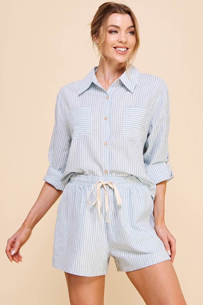 CROPPED LINEN LONG SLEEVE SHIRT