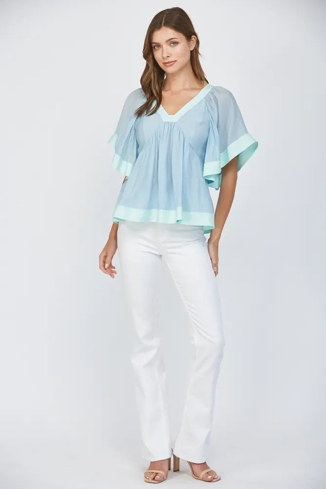 COLORBLOCK BABYDOLL TOP