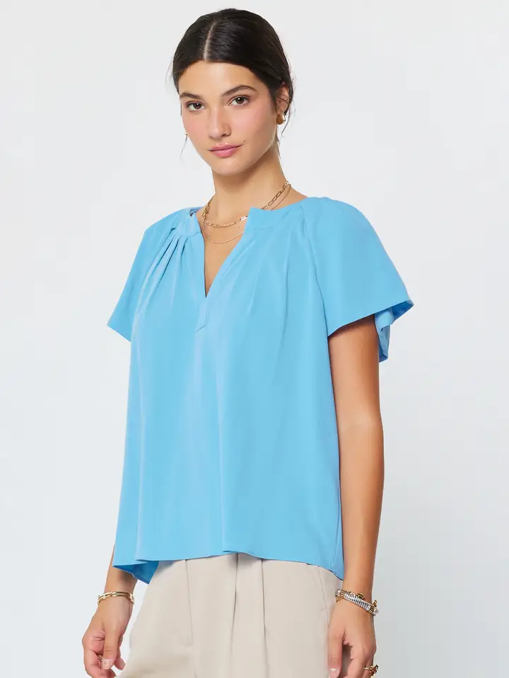PLEATED NECKLINE BLOUSE