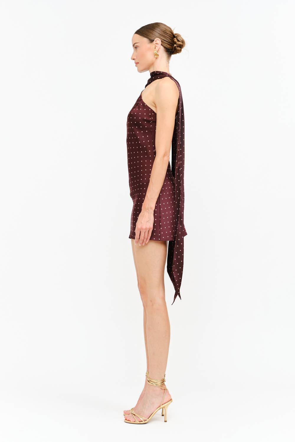 Polka-Dot Halter Mini Dress