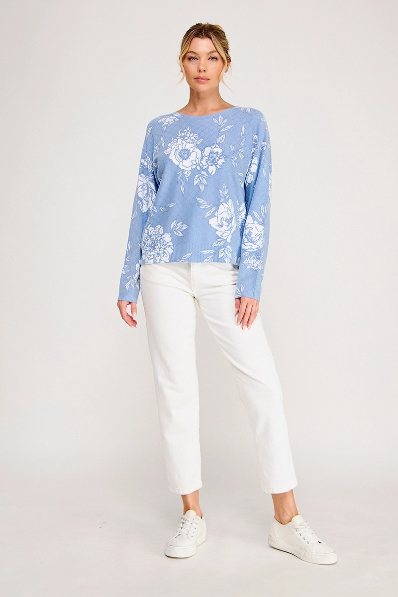 Light-blue floral pointelle sweater - product image 4