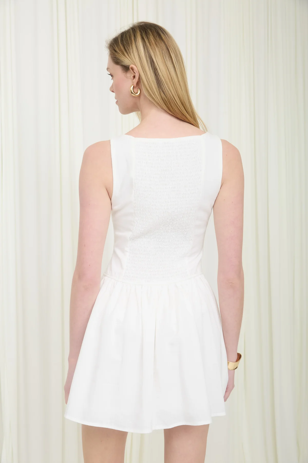 Boat Neck Linen Mini Dress