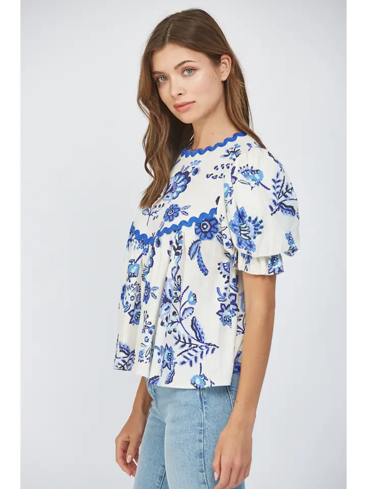 RICRAC TRIM PUFF TOP