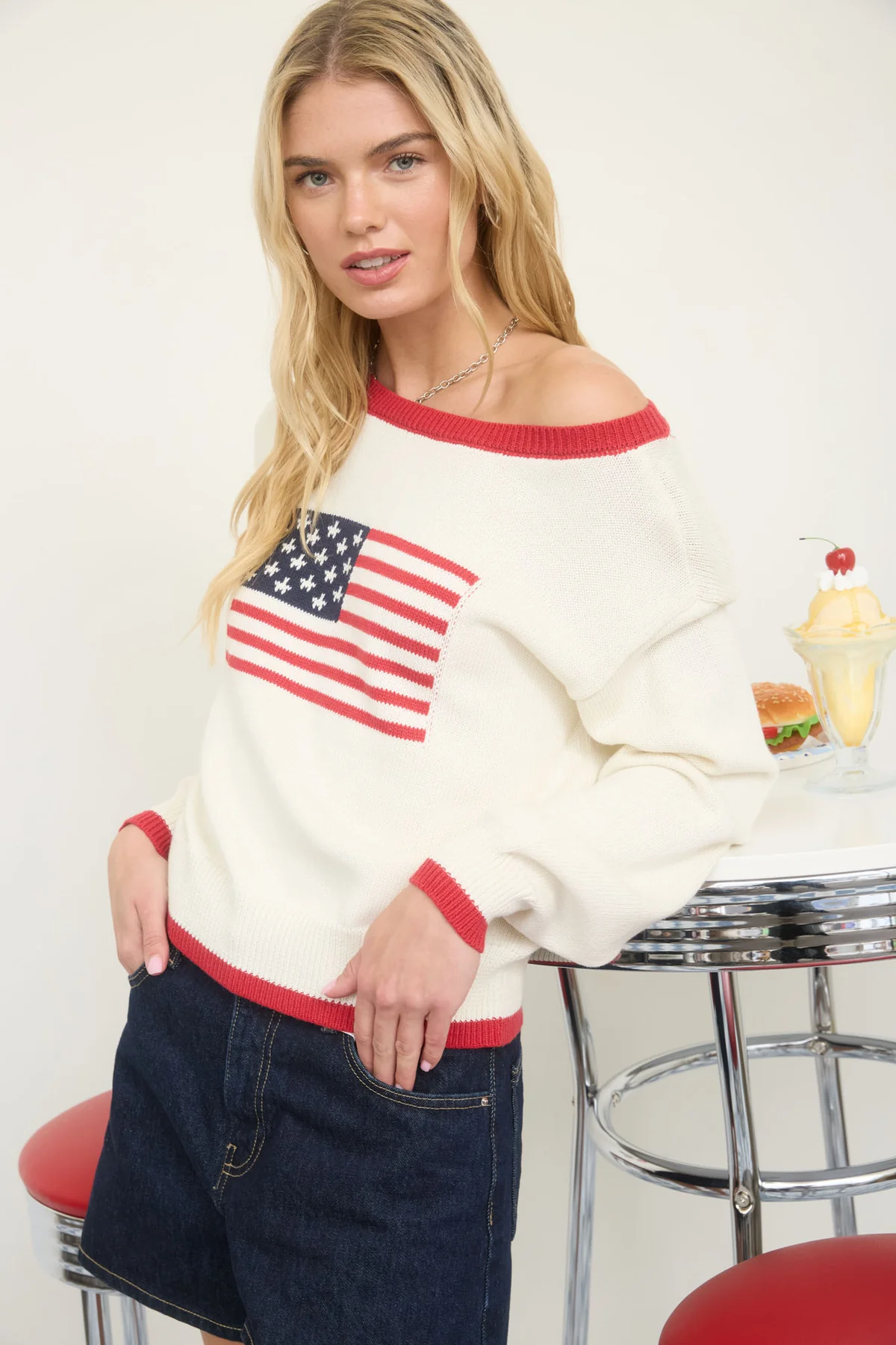 AMERICAN FLAG KNIT PULLOVER SWEATER