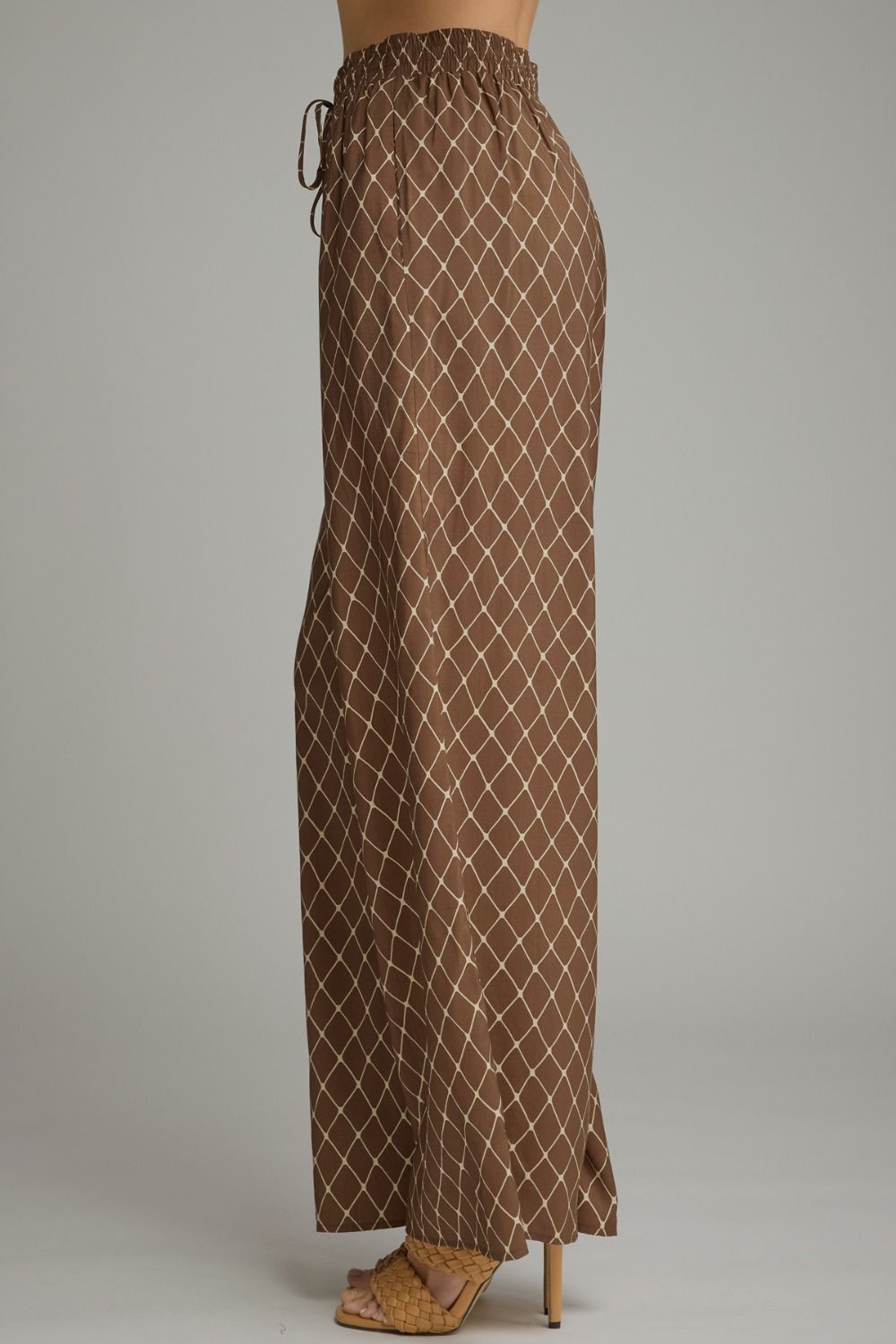 Geometric Drawstring Wide-Leg Pants