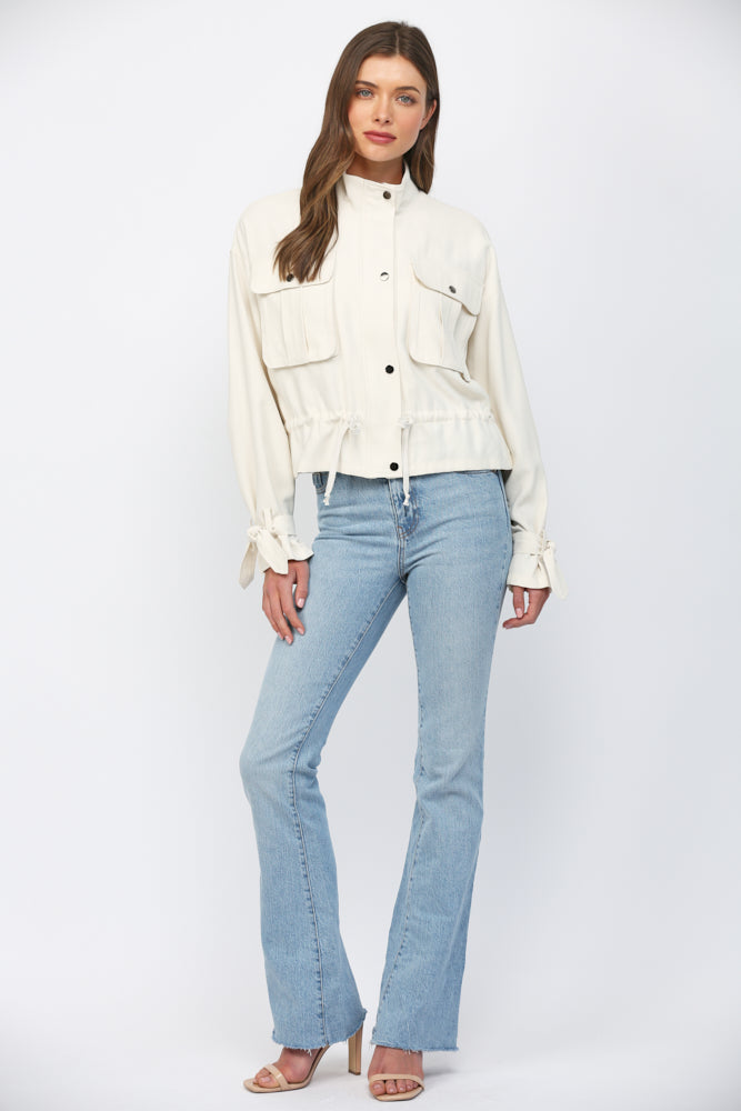Ecru utility jacket, back view