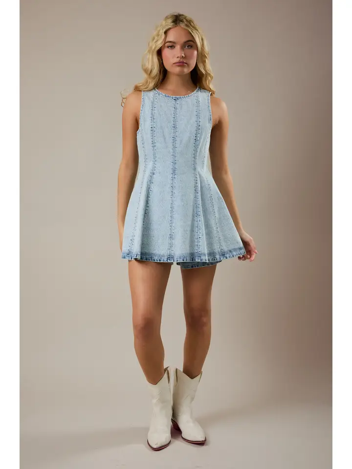 FLARE DENIM ROMPER