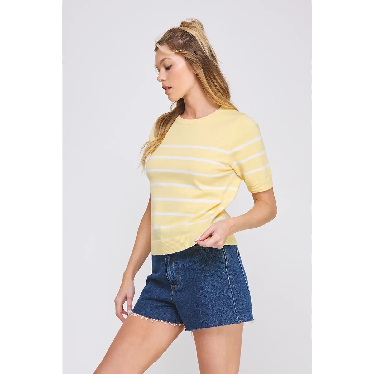 PREPPY STRIPED SHORT SLEEVE TOP