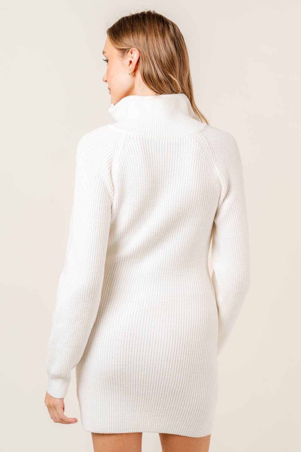Quarter-Zip Sweater Mini Dress